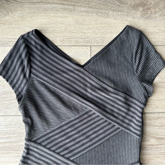 BCBGMAXAZRIA Corissa Black Grey Striped-Panel Dress - Picture 13 of 14